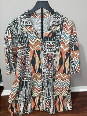 Zara Multicolor Tribal Print Button-Up Shirt. XL